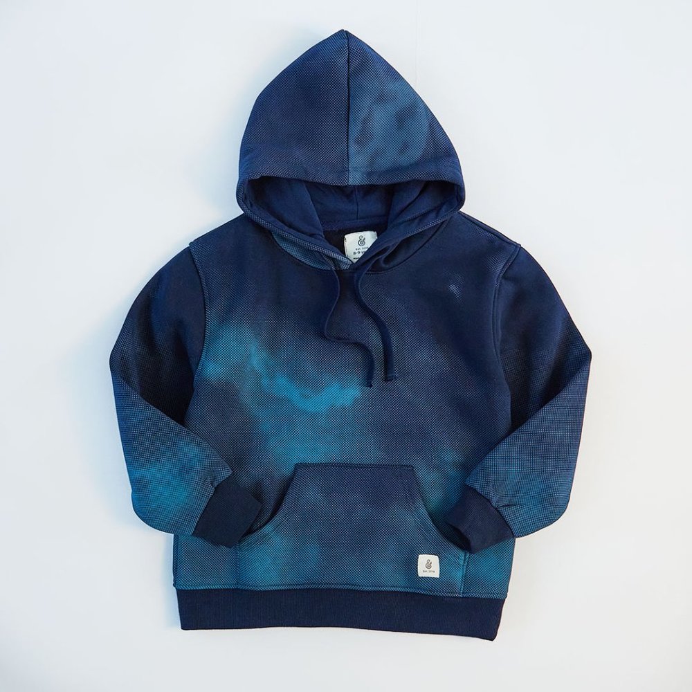 Ombre Horizon Kids Boy Two Tone Blue Hoodie | Egyptian Made Applemint & Cocoa